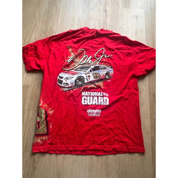 Dale Earnhardt Jr Shirt Adult Red Double Sided National Guard Nascar Sz XL - Picture 4 of 5